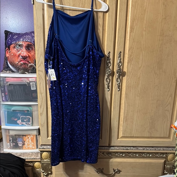 Blue Sequin Mini Dress - Picture 2 of 4